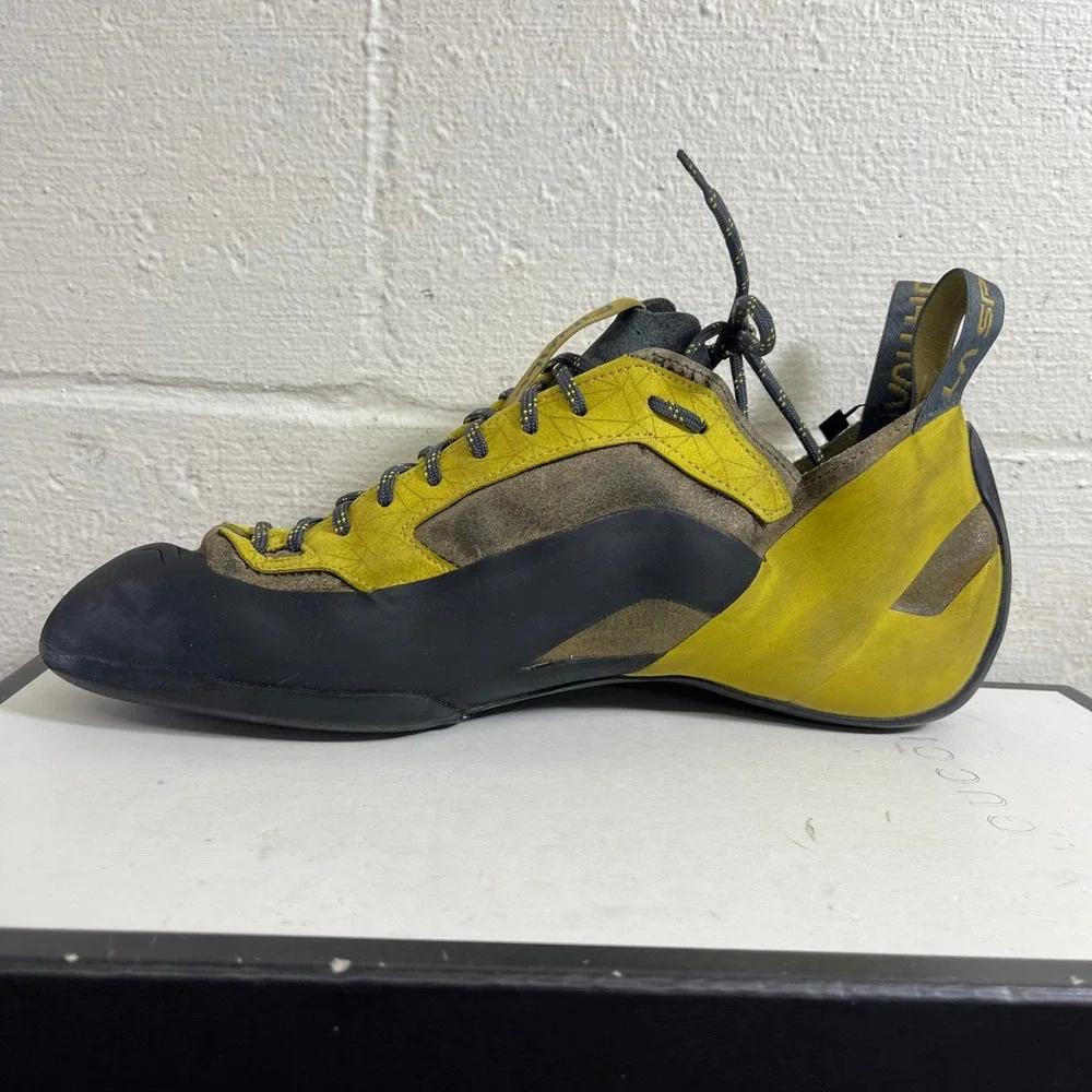 La Sportiva Finale Yellow Brown Black Rock Climbing Shoes‎ Lace up Men's 12.5 US